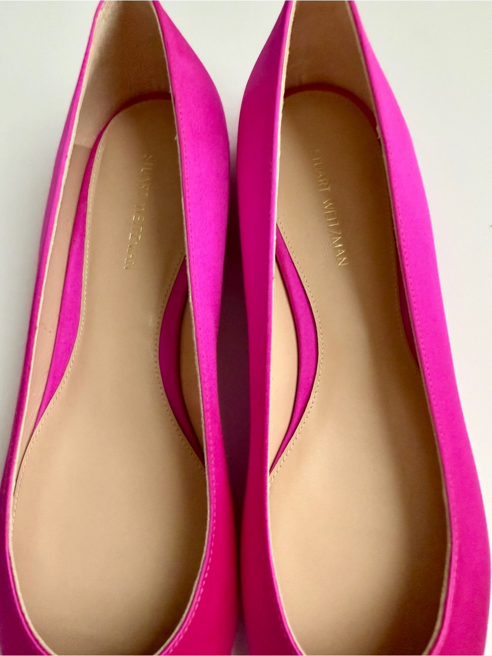 Stuart Weitzman Pointed Silk Flats in Bright Fuchsia - Size 8 - New - Picture 3 of 7